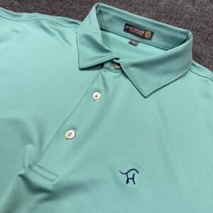 Peter Millar Summer Comfort Polo Shirt Mens Large Green Performance Stretch Golf